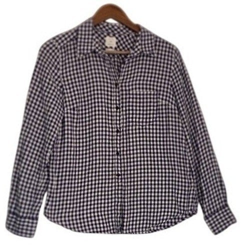GAP Check Boyfriend Shirt Navy White Cotton Preppy Tailored M NWOT