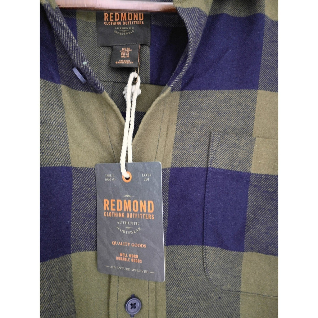 Redmond Clothing NWT Mens Everyday Cozy Casual Plaid Button Front Shirt Size M