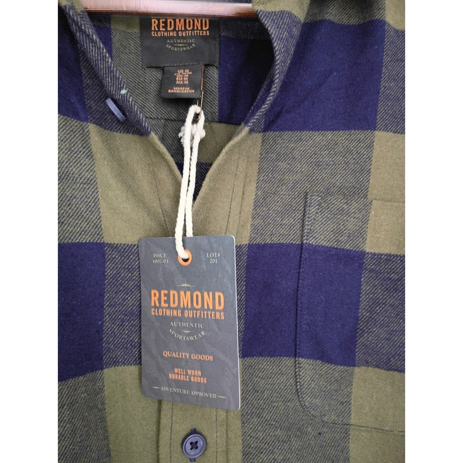 Redmond Clothing NWT Mens Everyday Cozy Casual Plaid Button Front Shirt Size M