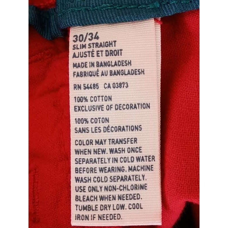 American Eagle Red Chino Pants 30x34 NWT Slim Straight Classic Vibrant
