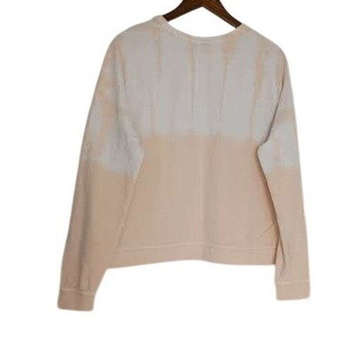Peach Cream Tie Dye Sweatshirt 100% Cotton XL Oversized Pullover Crewneck