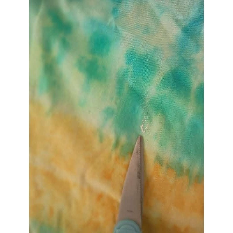 Blue Green Orange Tie Dye T-Shirt Vertical Stripe Cotton Tee Mens Fits S