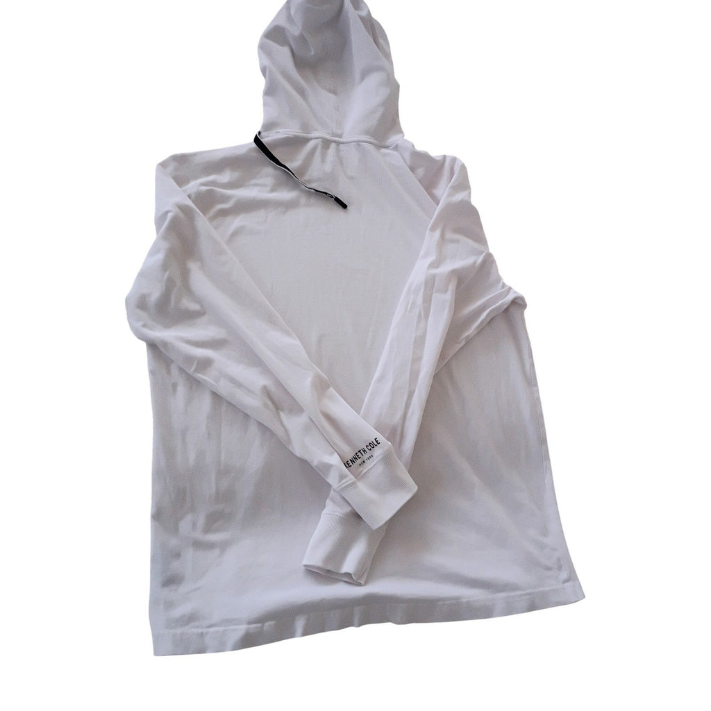 Kenneth Cole - NWOT White Long Sleeve Hoodie 98% Cotton Pocket Drawstring M