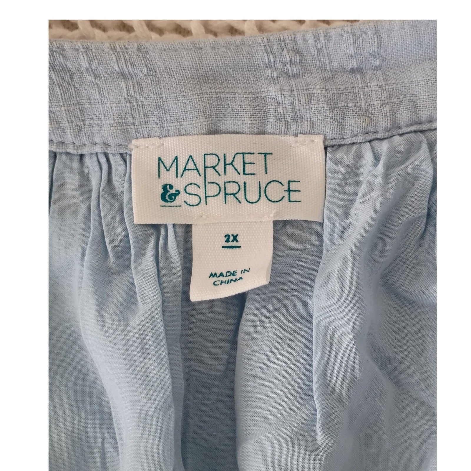 Market & Spruce Light Blue Tiered Maxi Dress XL V-Neck Flutter Sleeve Cotton Bld