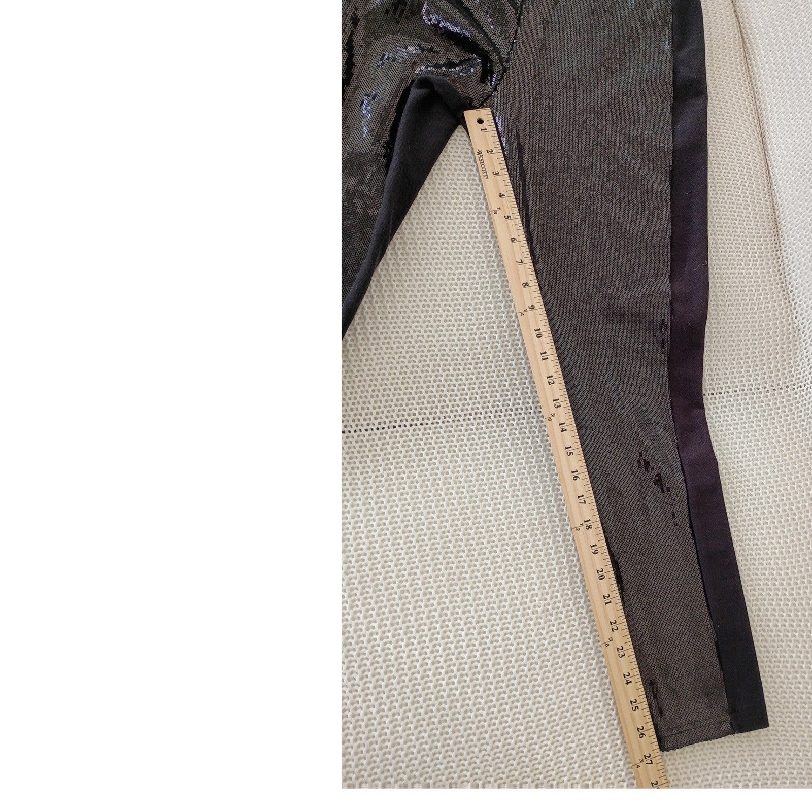 Black Sequin Panel Leggings Womens XL Party Festival Pants NWOT