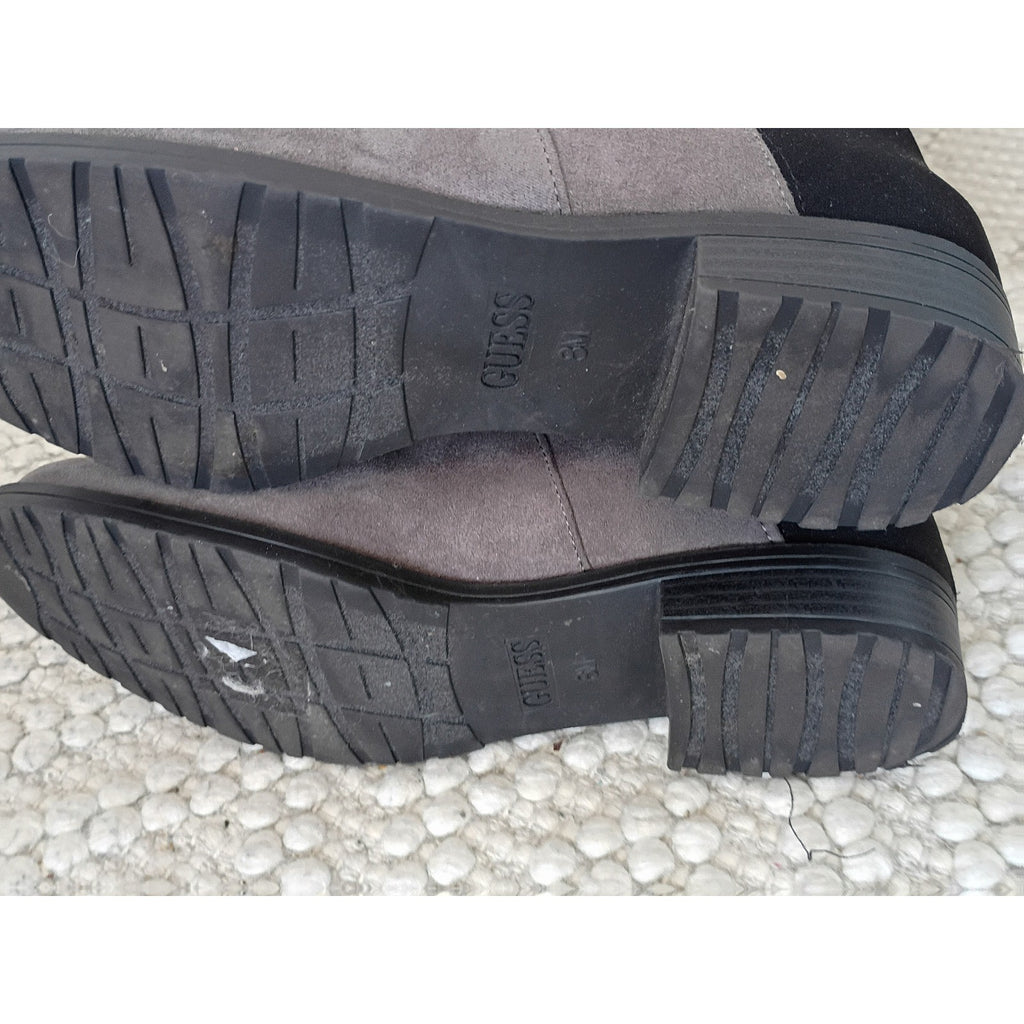 GUESS Womens Grey Black Stretch Over The Knee Flat Boots 8.5M $149