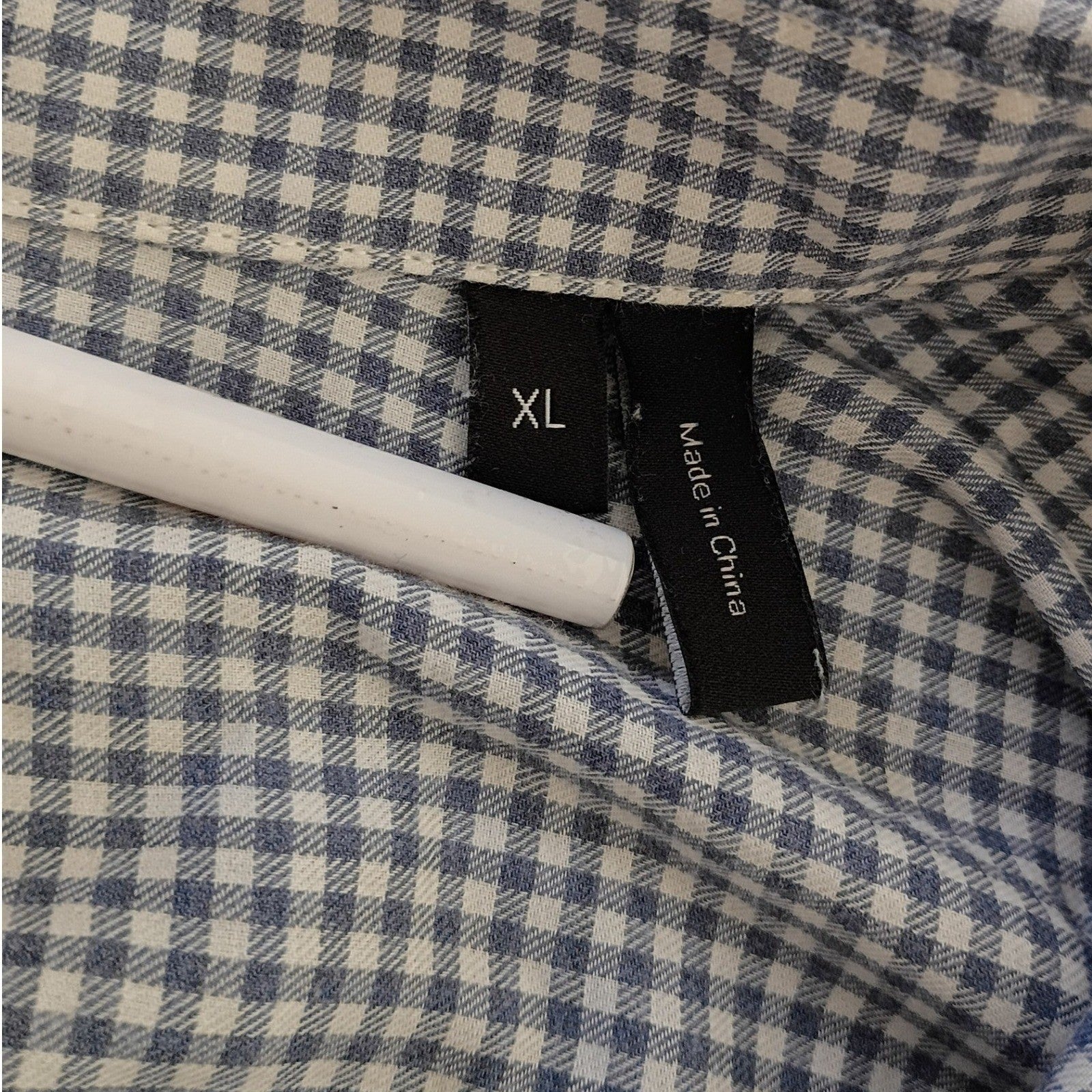 Theory Gingham Check Shirt Blue White Long Sleeve Refined Classic XL