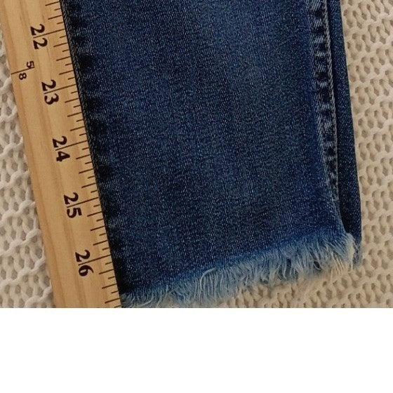 Madewell High Rise Skinny Jeans Medium Wash Raw Hem Blue Denim 29x27 Boho