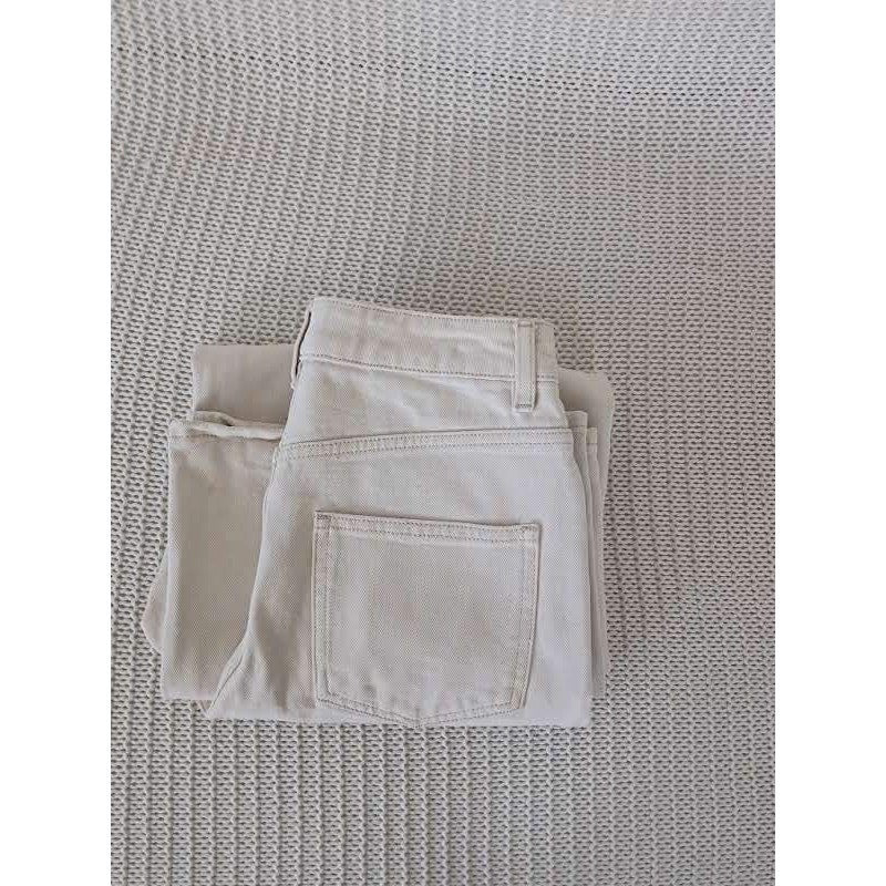 ASOS Denim Ecru Off White Wide Leg Jeans 26x26 100% Cotton High Waisted $55