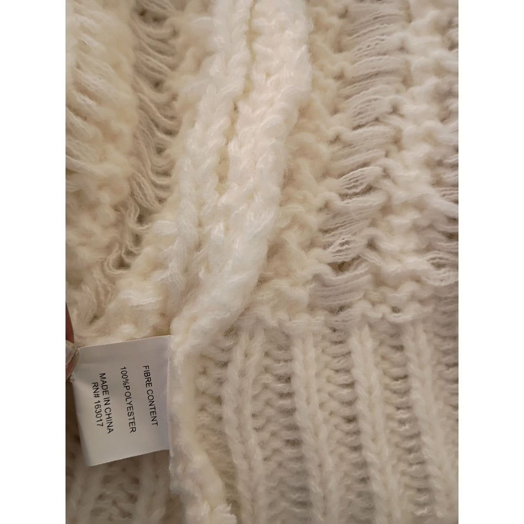Princess Polly Elegant Cozy Cream Cable Knit Cropped Cardigan Open Front M NWOT