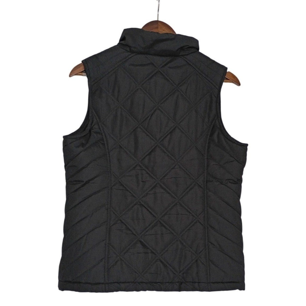 IZOD Quilted Puffer Vest Full Zip Black Mock Neck Lightweight Pockets Size M