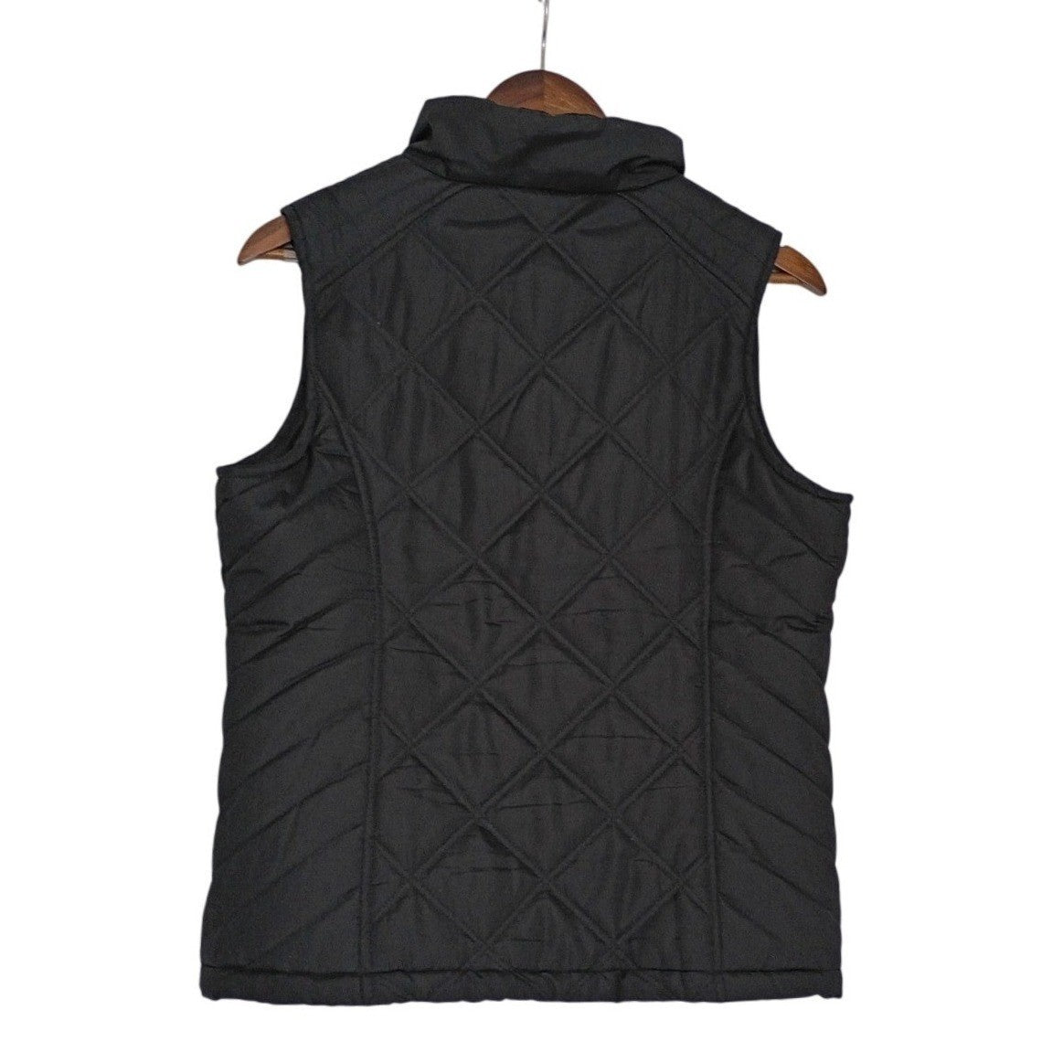 IZOD Quilted Puffer Vest Full Zip Black Mock Neck Lightweight Pockets Size M