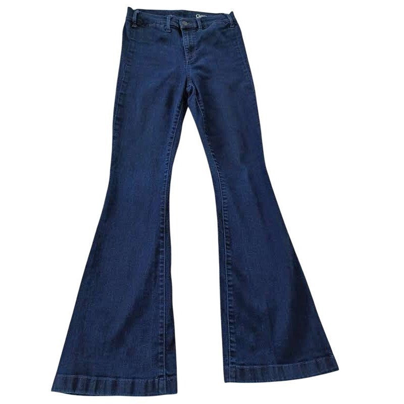 Gap 1969 High Rise Flare Jeans Dark Wash Denim Womens Blue Wide Leg 27x31