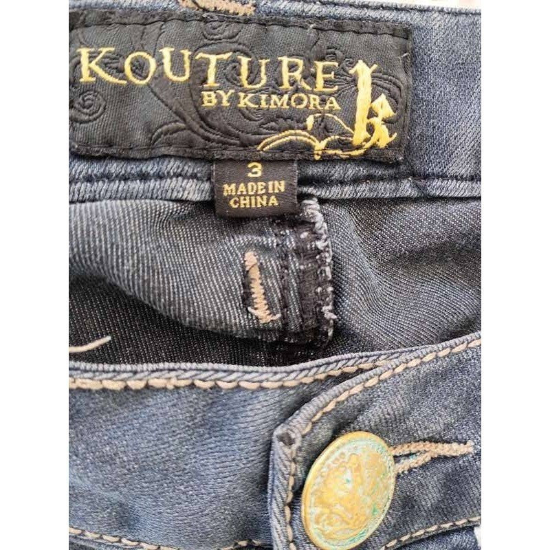VTG Kouture Kimora Lee Simmons Y2K McBling Embroidered Jeans Dark W28x29 Low Ris