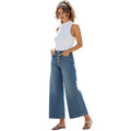 ZARA Super High Rise 13" Wide Leg Jeans Blue Patch Pocket Button Fly 4 W26x25