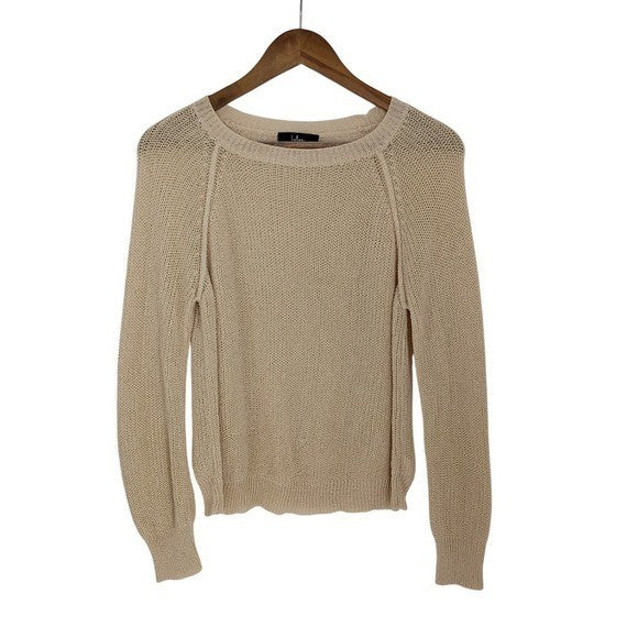 Lulus Beige Knit Sweater Boat Neck Long Sleeve Casual Women Size S