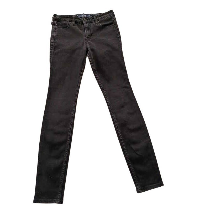 Hollister Mid Rise Super Skinny Jeans Black Stretch Womens 1S 25x28