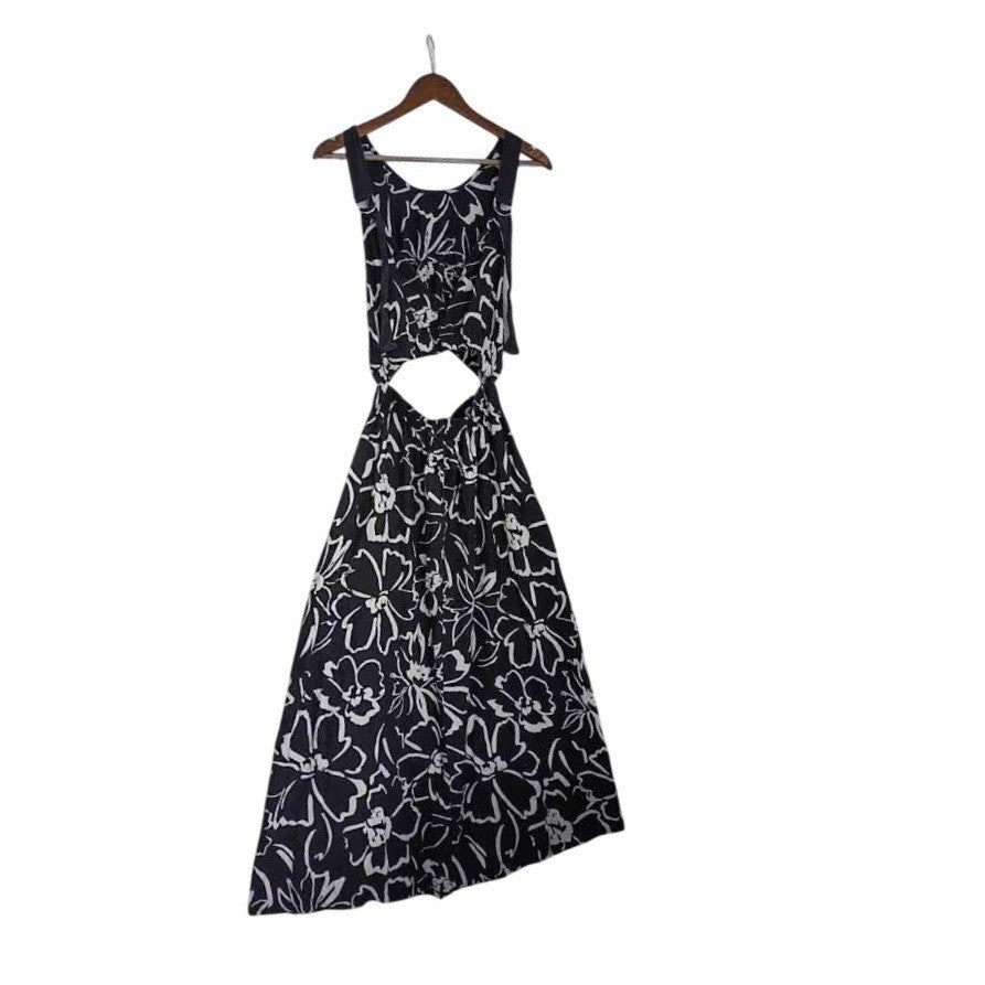 ASOS DESIGN Tall Black White Floral Cutout Maxi Dress Fits S Slveless Summer