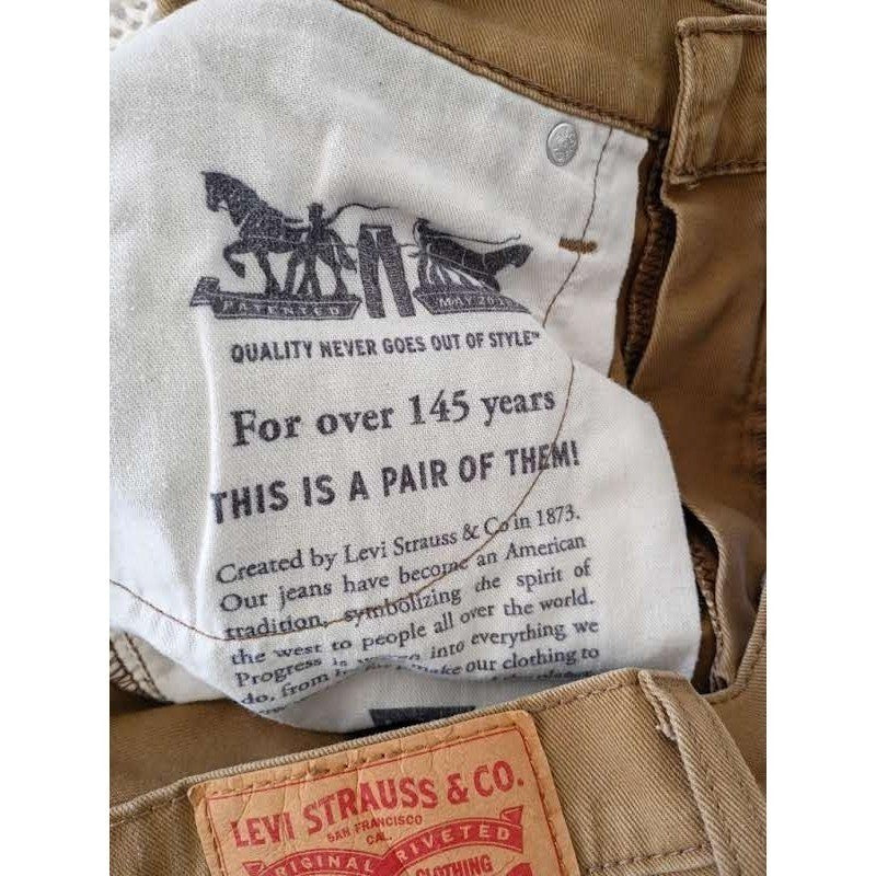 Levis 513 Slim Straight Pants Mens 32x32 Tan Khaki Cotton Stretch Chinos 32 x 32