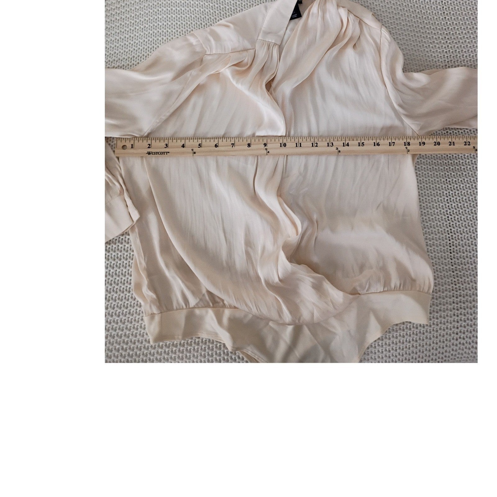 Sincerely Jules Elegant Feminine Cream Drape Front Bodysuit L Long Sleeve NWOT