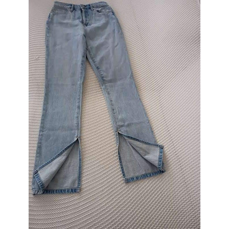 BlankNYC Jean 26x33 Tall High Rise Cooper Long Slim Straight Light Wash SideSlit
