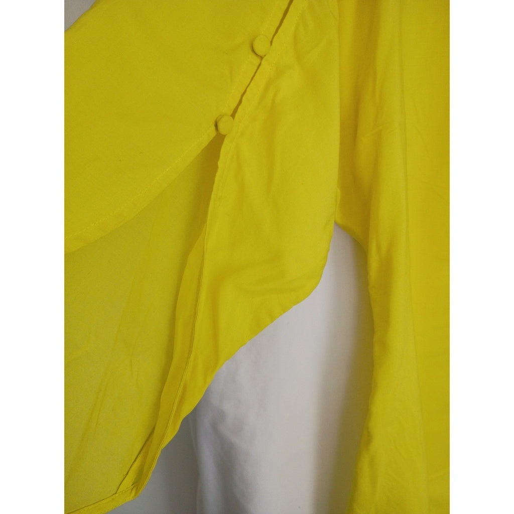 Maeve Anthropologie Citron Yellow Pleated Button Sleeve Rayon Blouse Fits S/M