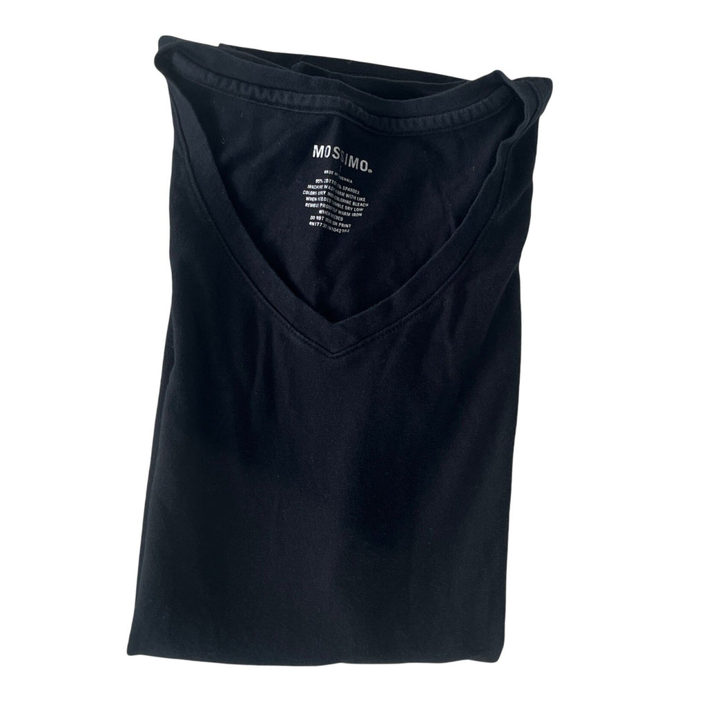 Mossimo Black Cotton V Neck Short Sleeve Basic Tee Shirt Womens Small