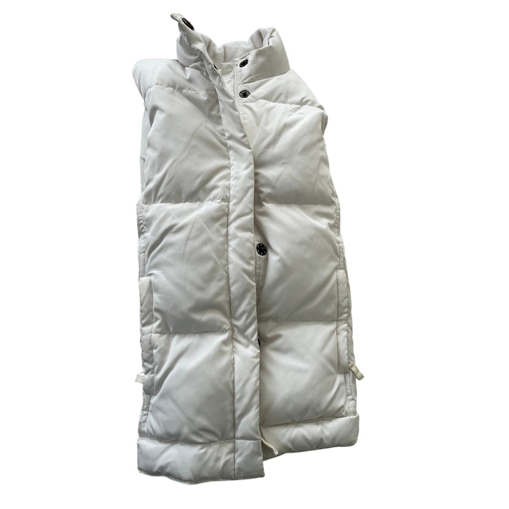 GAP Puffer Jacket White Down Quilted Fleece Lined Collar Full Zip Pockets M