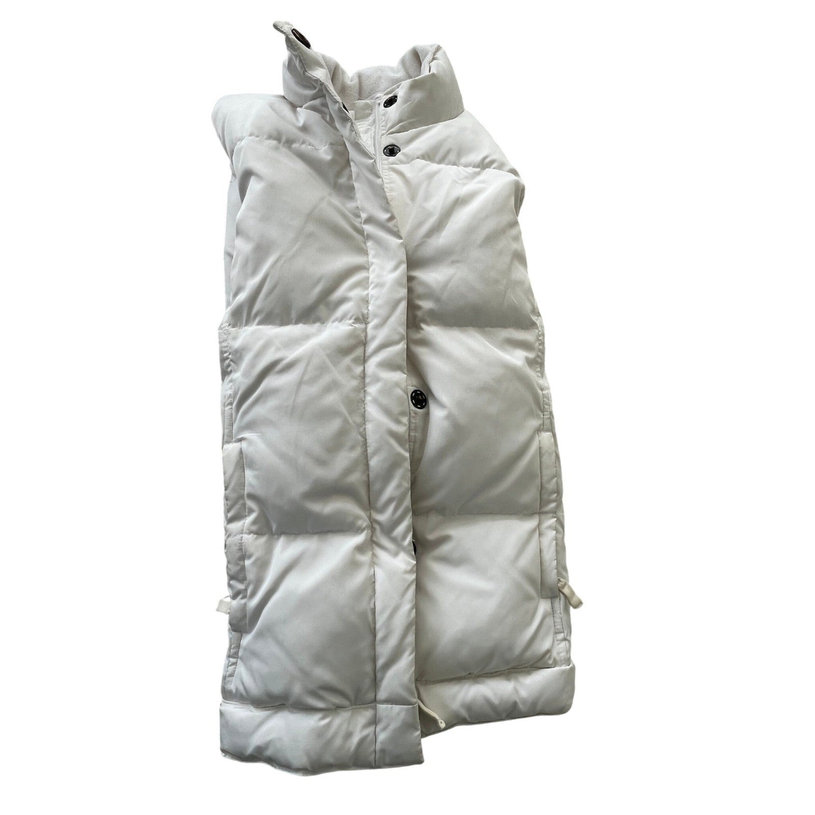 GAP Puffer Jacket White Down Quilted Fleece Lined Collar Full Zip Pockets M