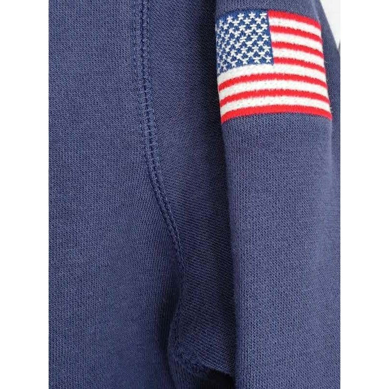Sport-Tek Navy Pullover Hoodie American Flag Patch Embroidered Logo NWOT Size L