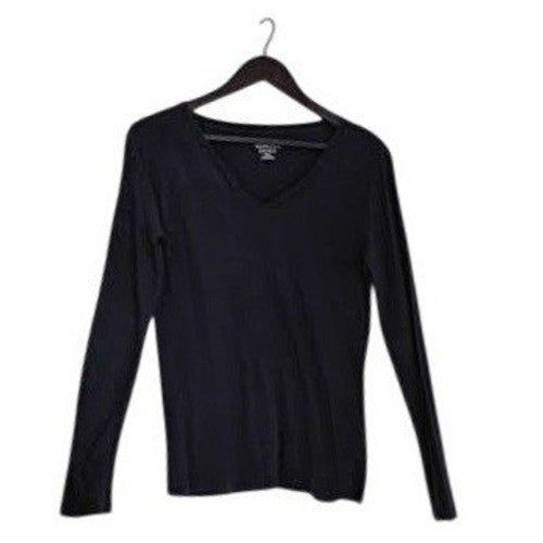 MERONA 100% Cotton Black Long Sleeve V-Neck T-Shirt M Ultimate Supreme Cotton