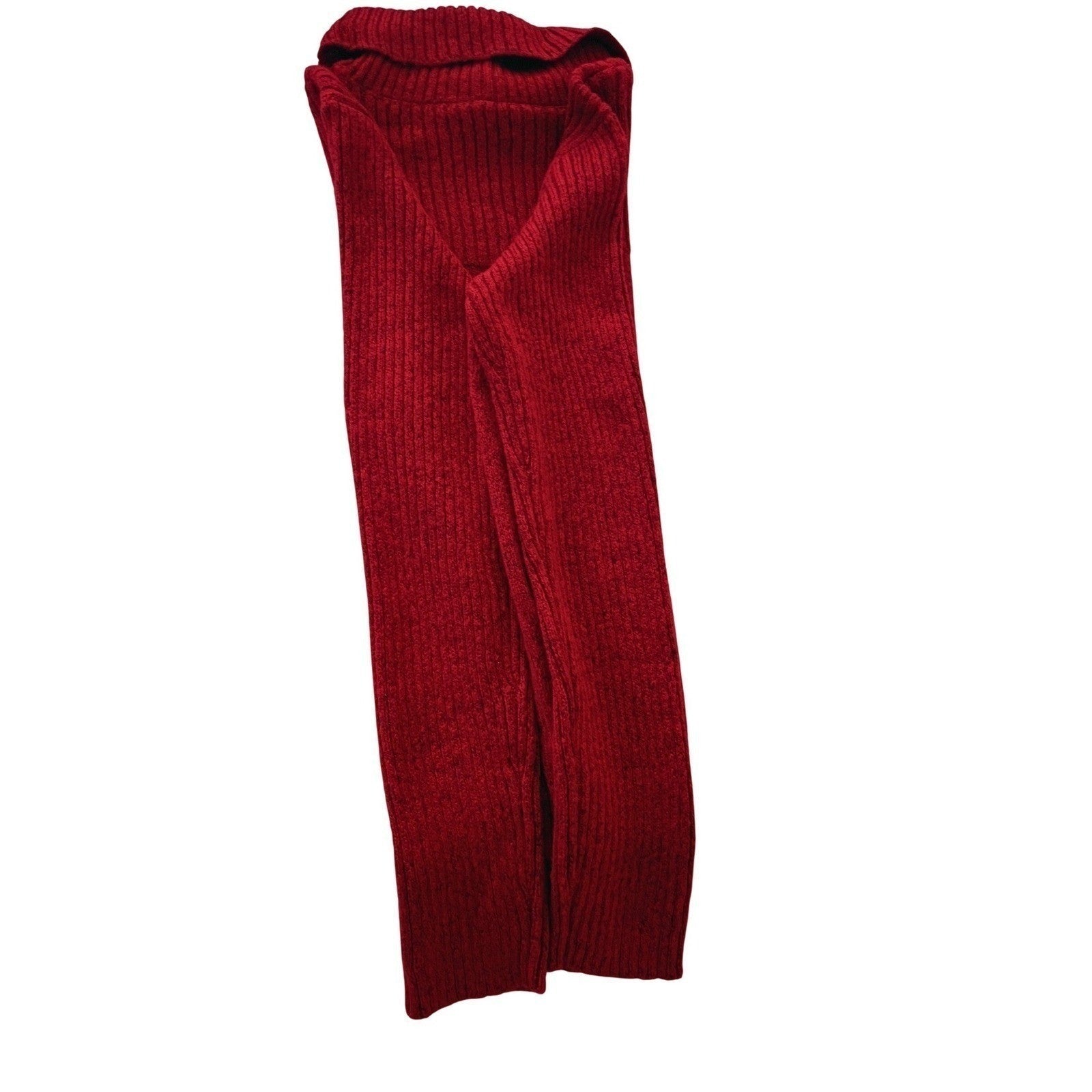Crimson Red Ribbed Turtleneck Sweater Soft Cozy Knit Long Sleeve Medium
