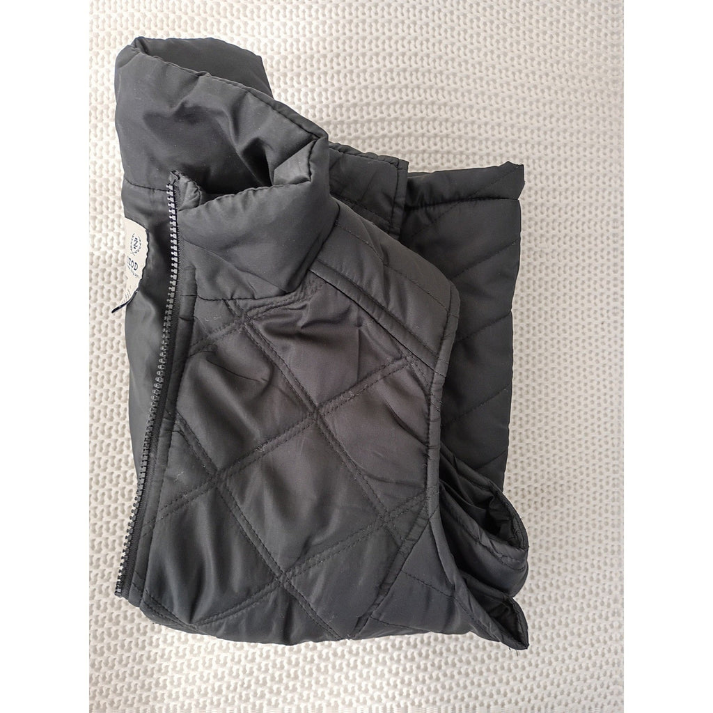 IZOD Quilted Puffer Vest Full Zip Black Mock Neck Lightweight Pockets Size M