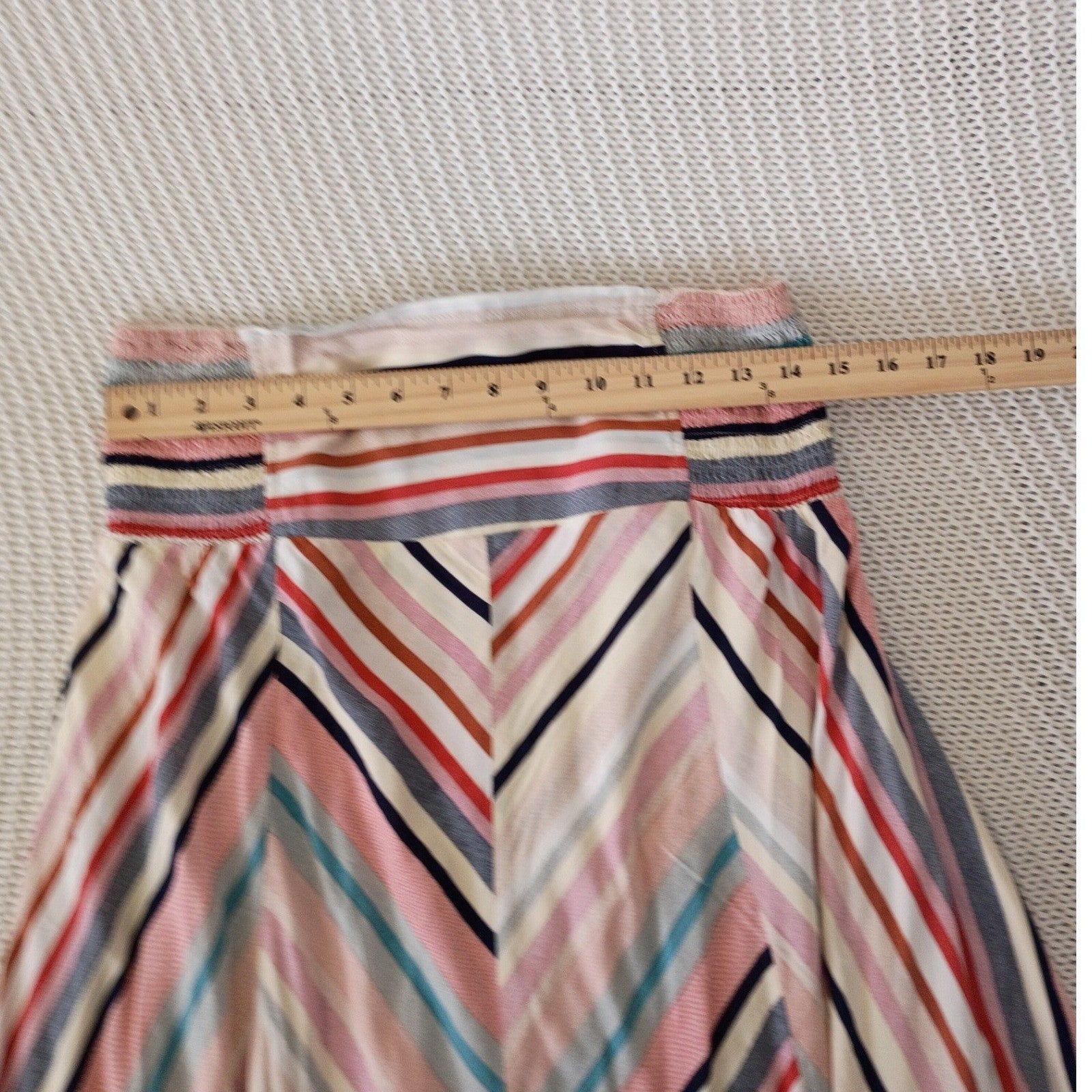 Umgee USA NWOT Pink Blue Striped High-Low Ruffle Midi Skirt Smocked Boho S NWOT