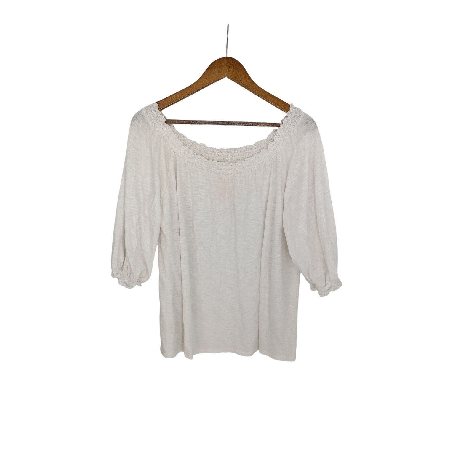 Knox Rose Off Shoulder Smocked Blouse Ivory Boho Peasant Top Women Size M