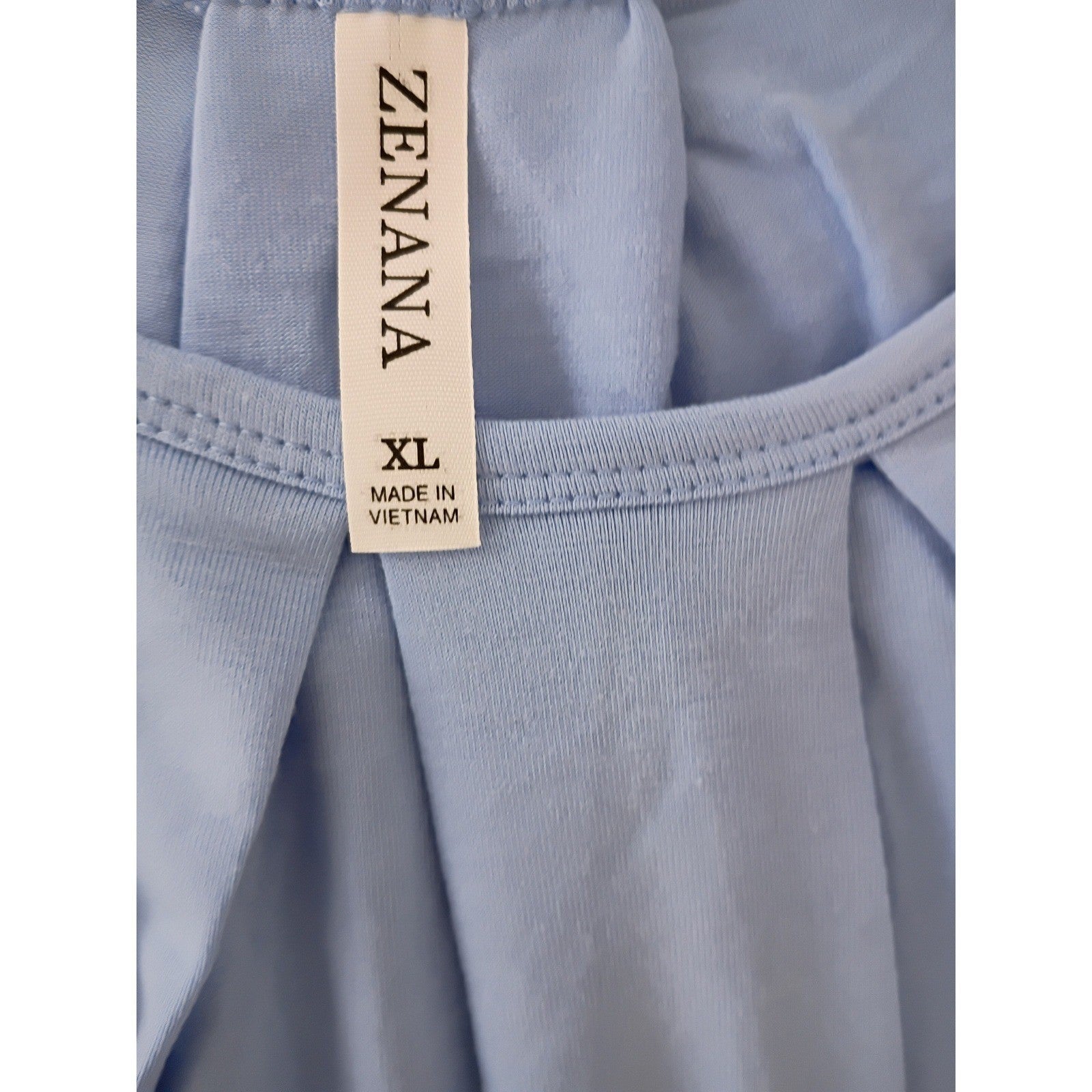 NWT ZENANA Periwinkle Blue Pleated Flowy Cami Tank XL Boho Lightweight Relax Fit