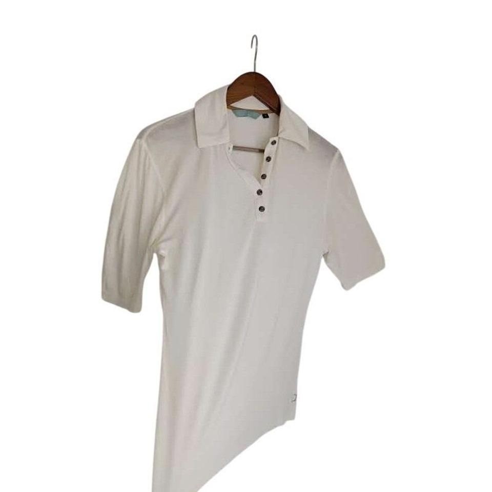 Lizzie Driver Ivory Micromodal Golf Polo Shirt S USA Made Luxe Basic $110