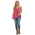 Flowy Pink Pleated Cami Tank L NWT Adjustable Straps Boho Summer Top