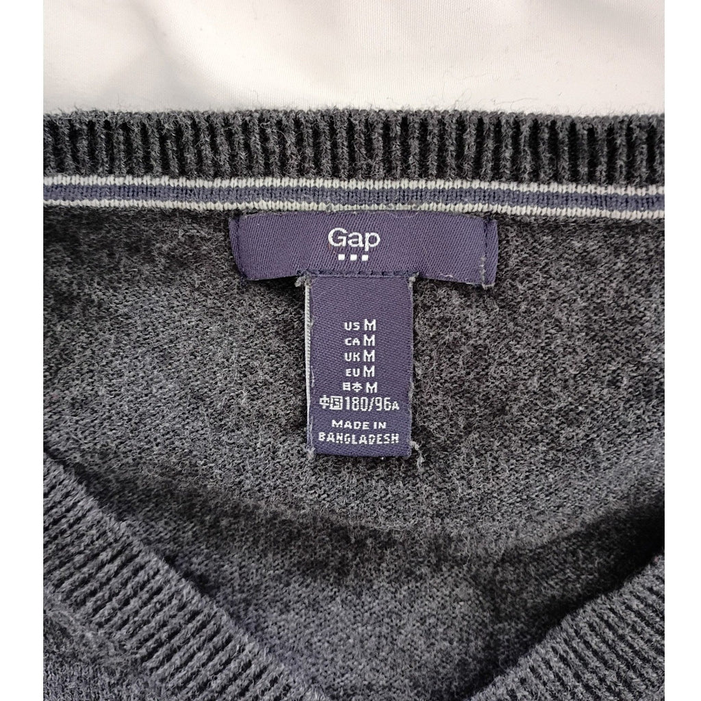 Gap Men's V-Neck Sweater Dark Gray Heathered Size Medium Casual Classic Style