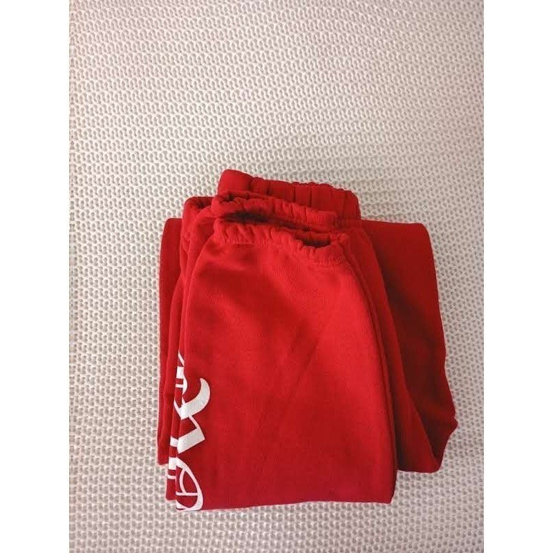YR SIGNATURE Red Sweatpants Logo Print Elastic Waist Casual Bottoms SMALL