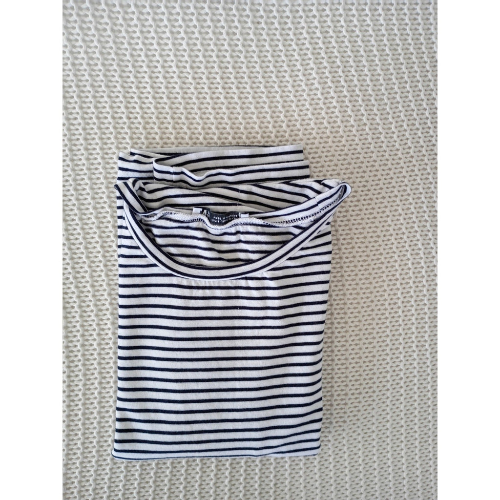 Zara Coastal Nautical Striped Tank Navy White Cotton Slvels Crew Neck Top S NWOT