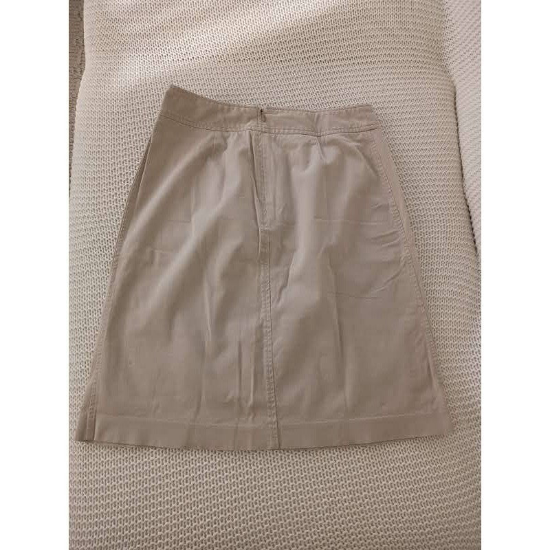 Merona Khaki A-Line Skirt Womens 4 94% Cotton Stretch Knee Length NWOT