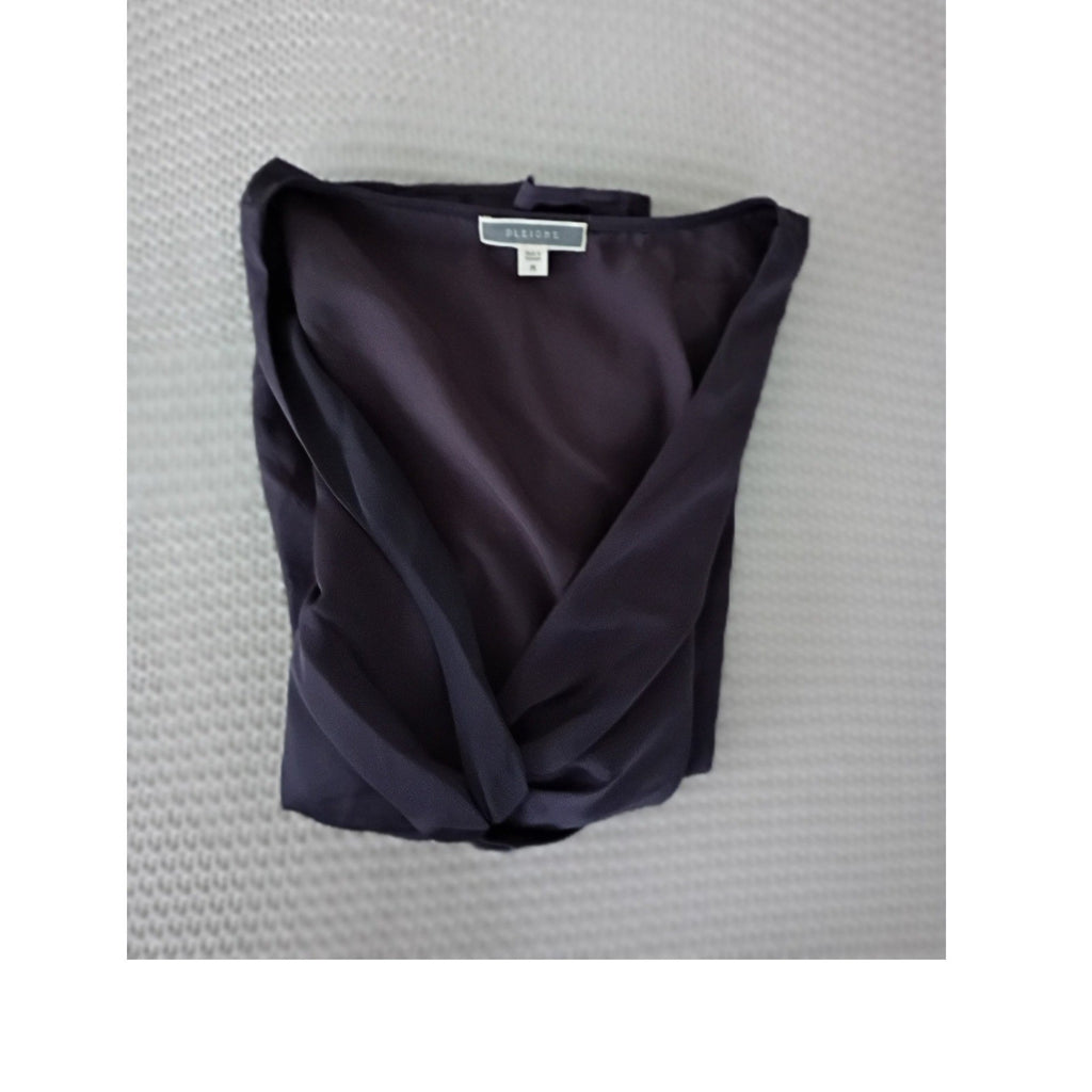 PLEIONE Coquette Plum Romantic Twist-Front Empire Blouse Soft Drape M NWOT