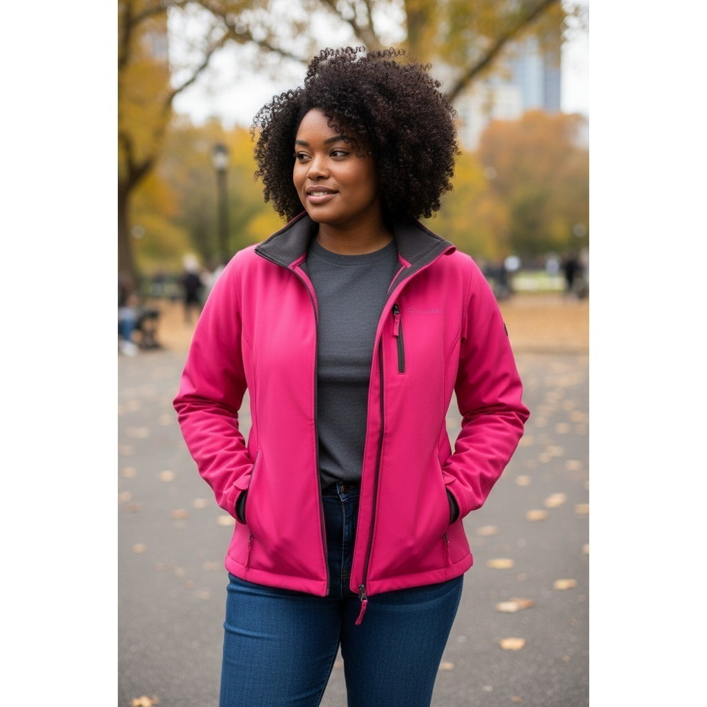 Free Country Women's Pink Softshell Jacket Full Zip Pockets Size Medium