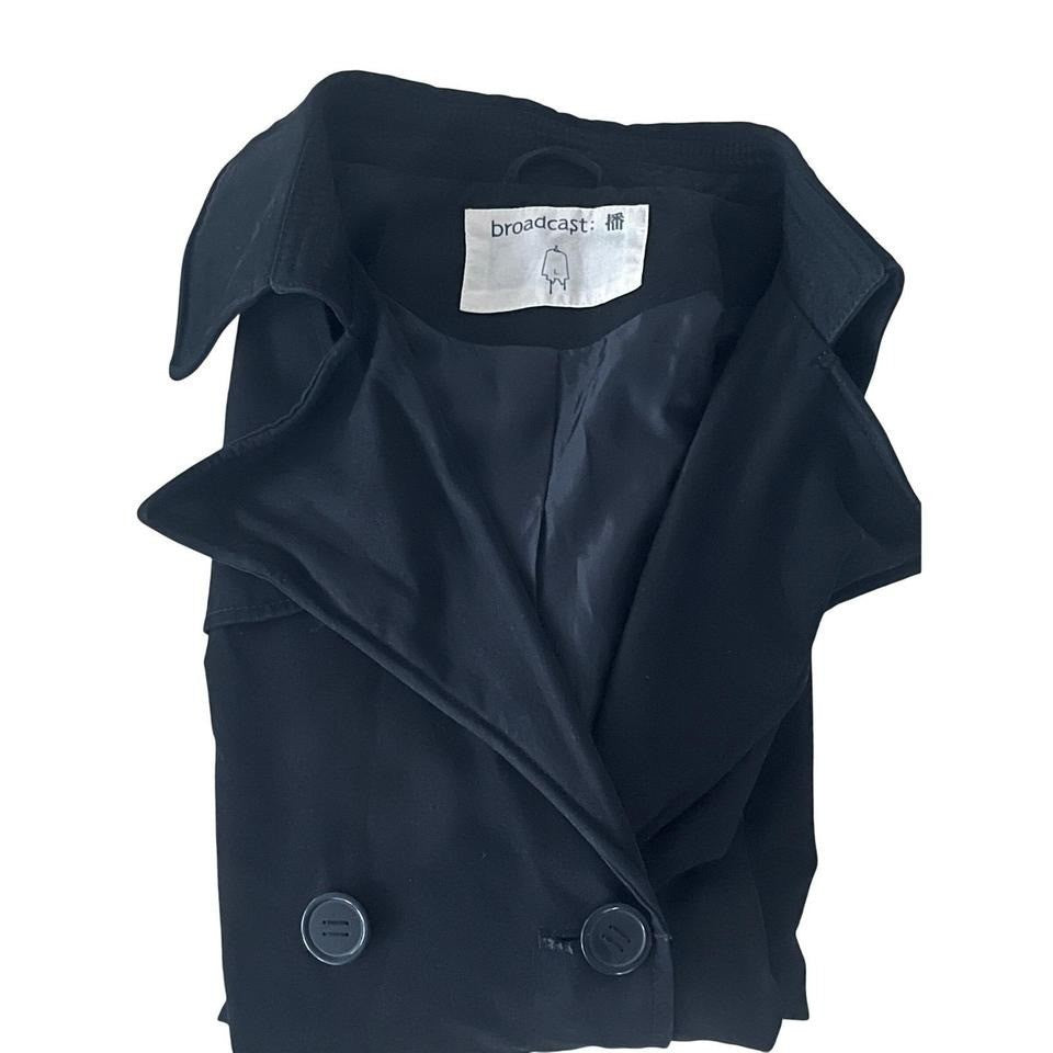 Broadcast Black Double Breasted Peacoat Jacket Size S Minimalist Cotton Trench