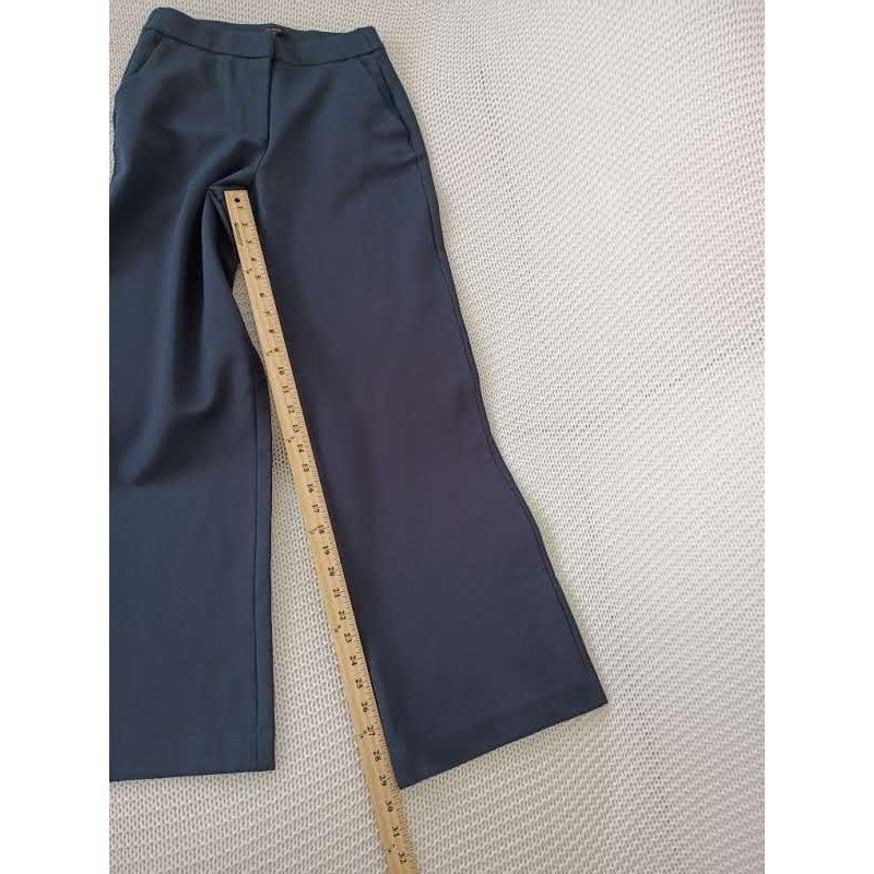 Quince Navy Blue Ultra Stretch Ponte Trouser Wide Leg Pants S W27 High Waisted
