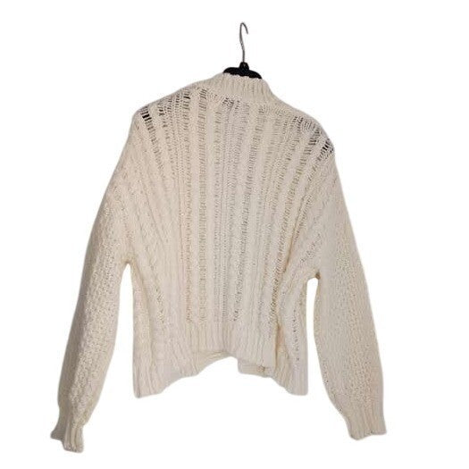 Princess Polly Elegant Cozy Cream Cable Knit Cropped Cardigan Open Front M NWOT