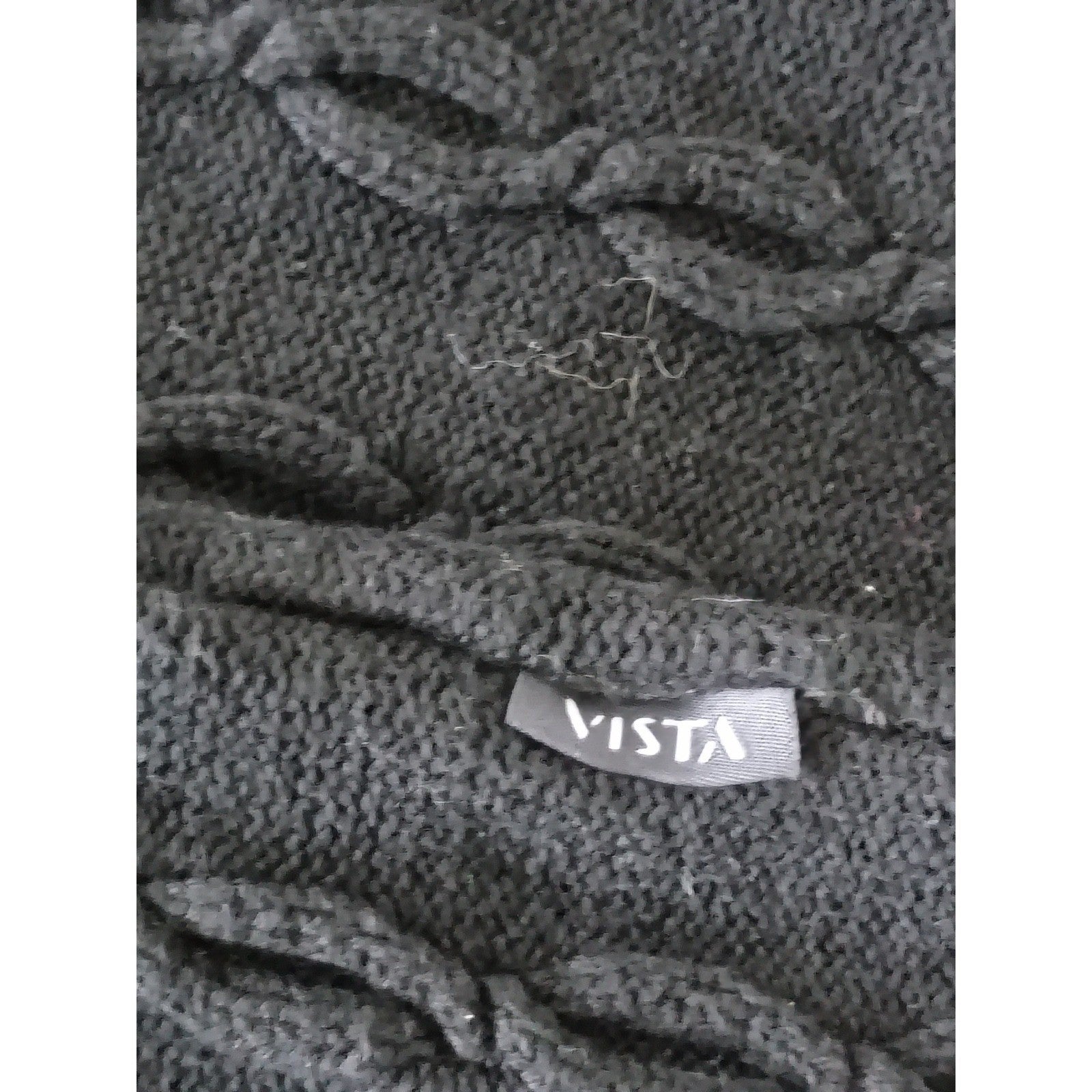 VISTA-Wool Blnd Black Cable Knit Btn Front V Neck Cardigan Sweater Alice Turtle