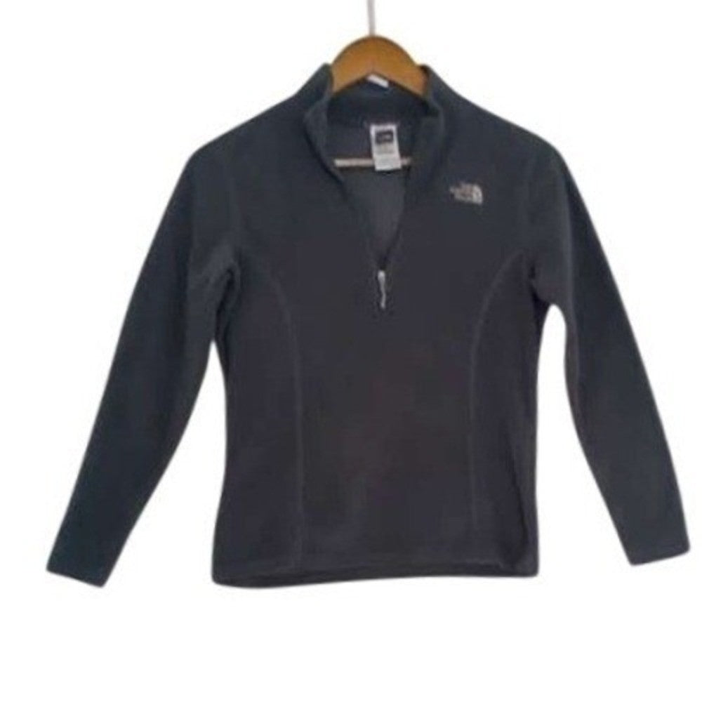 The North Face Gray 1/4 Zip Fleece Pullover Girls L G Fits Women Small PTP 19"