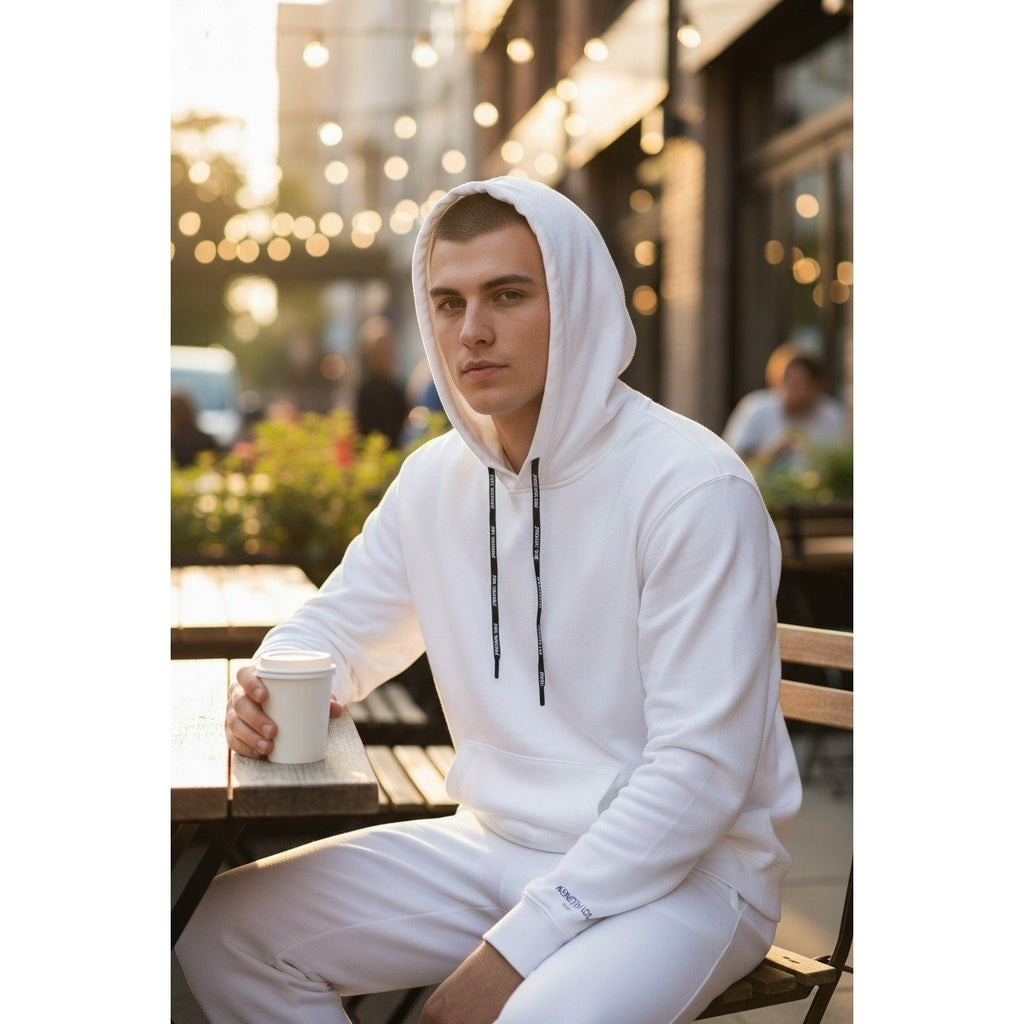 Kenneth Cole - NWOT White Long Sleeve Hoodie 98% Cotton Pocket Drawstring M
